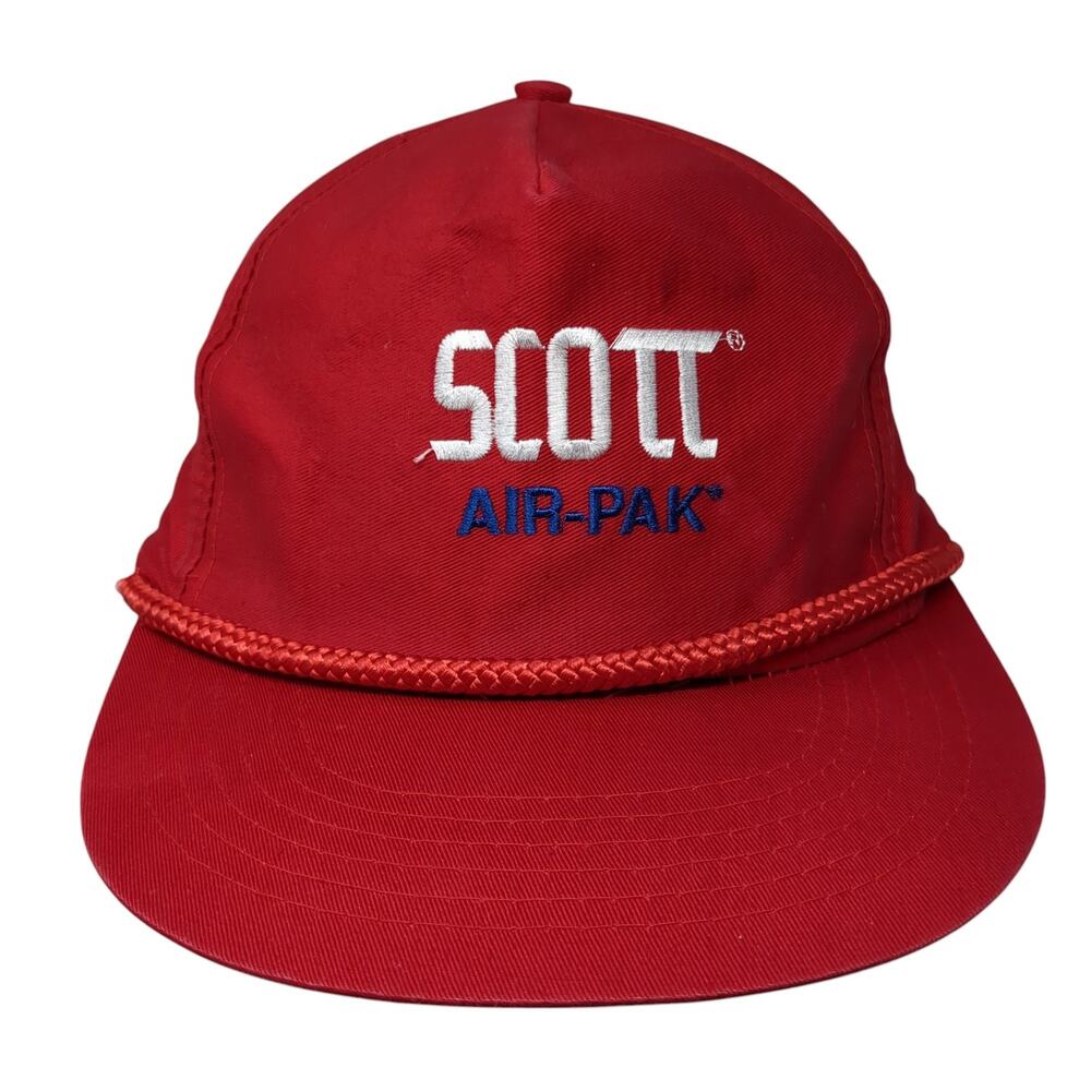 Scott Air-Pak Snapback Hat Red One Size Adjustable Embroidered Rope Head To Toe